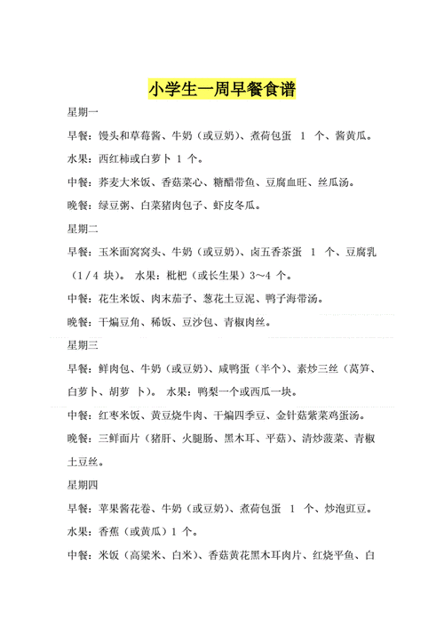 小学生营养早餐食谱-小学生营养早餐食谱一周搭配
